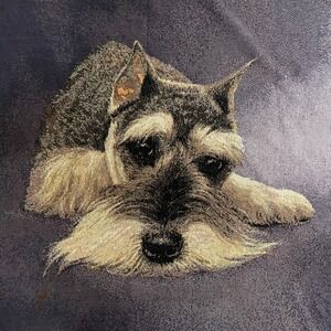 Vintage Picken Schnauzer Dog Woven Tapestry Throw Blanket Fringe Navy Blue 48x60